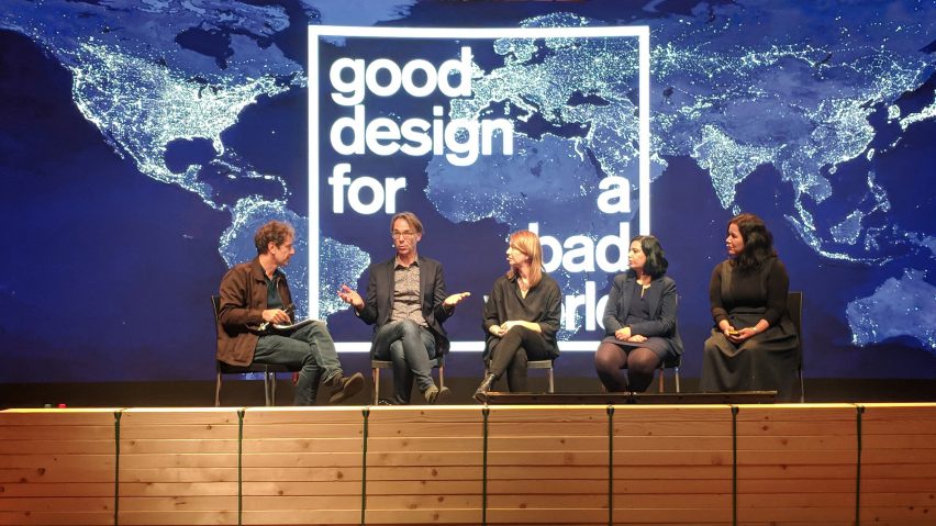 The panel for Dezeen's talk on the Anthropocene during Dutch Design Week 2018