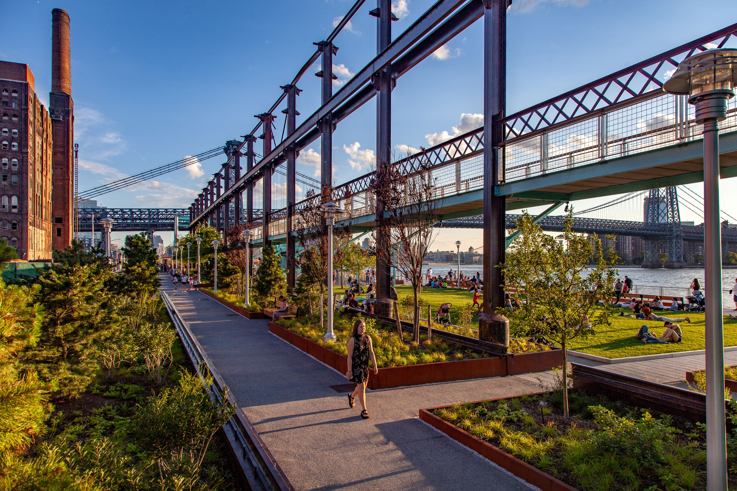 Landscape architecture at Domino Park, New York City