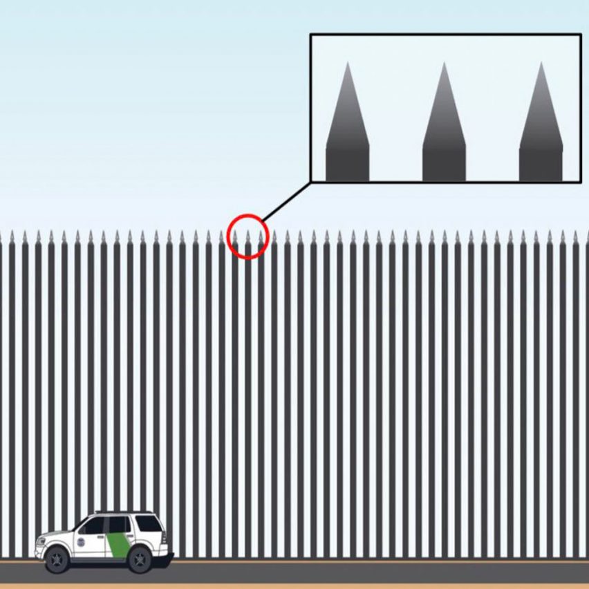 Visualisation of Donald Trump's proposed Steel Slat Barrier for the US-Mexico border
