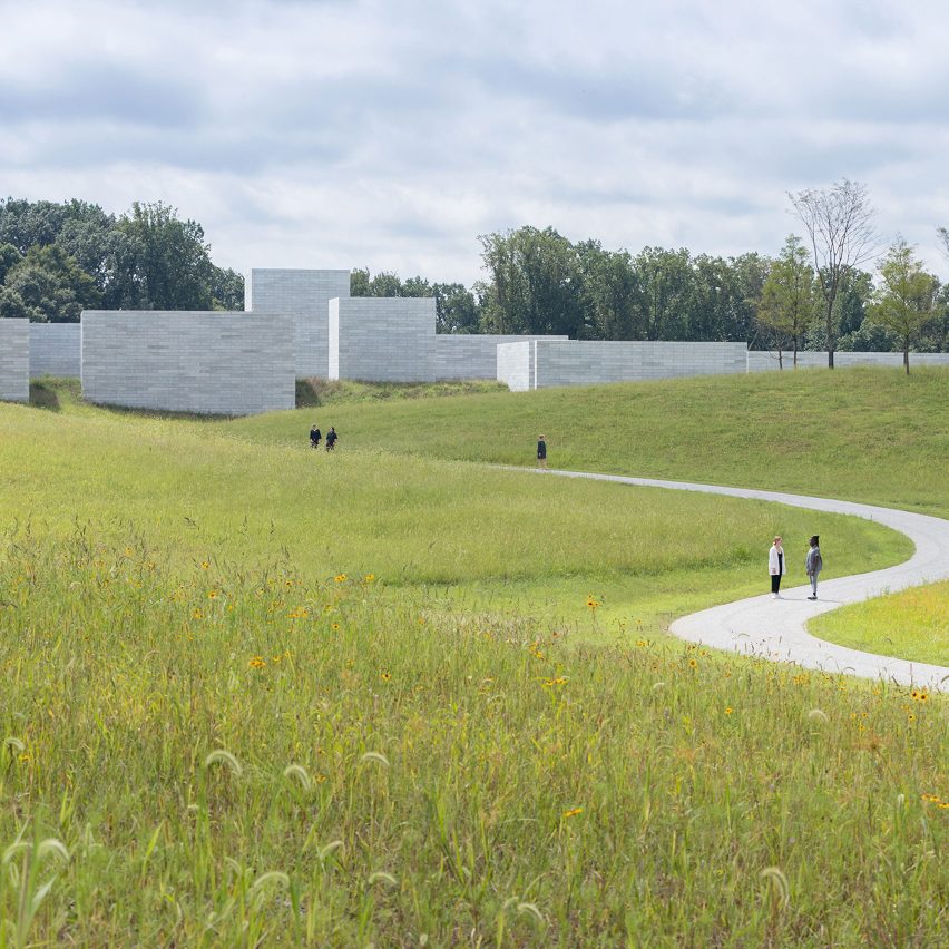 Landscape architecture on the approach to Glenstone Pavilions, Potomac
