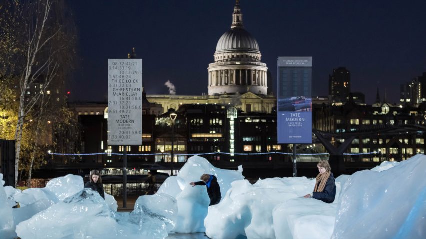 Olafur Eliasson installs giant blocks of ice across London