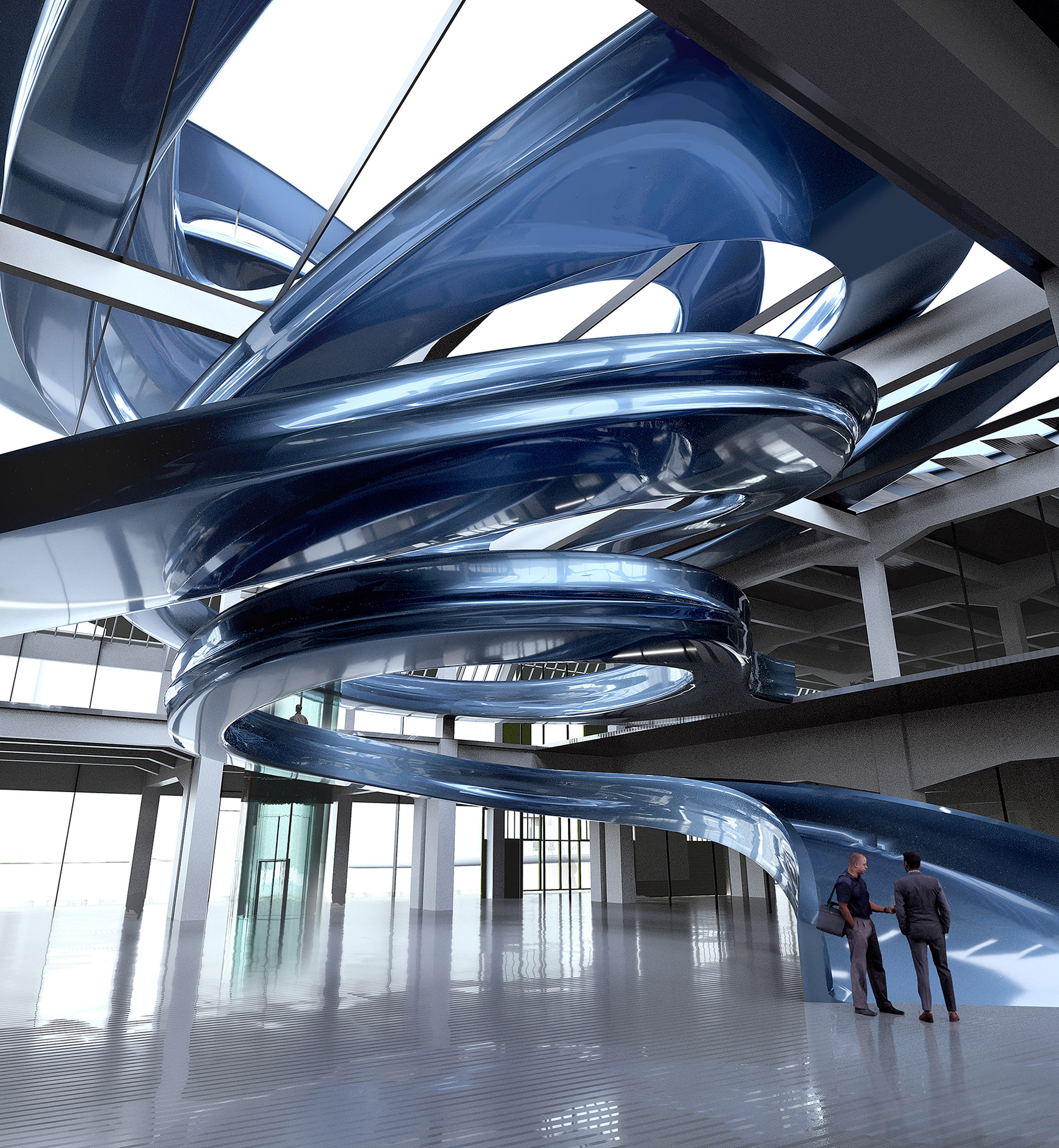 MAD to build huge blue spiral staircase in old Fenix warehouse in Rotterdam