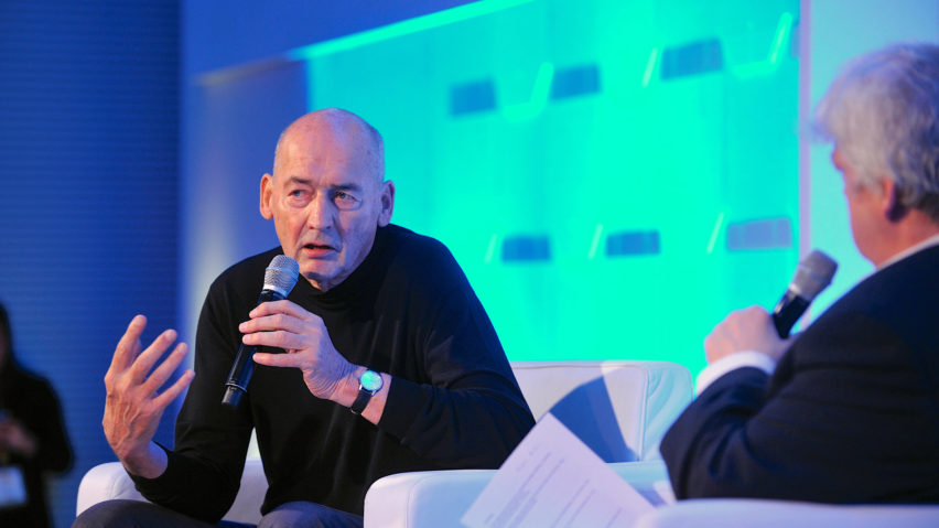 Rem Koolhaas speaking at the 2018 World Architecture Festival