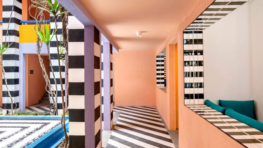 Interiors of SALT of Palmar hotel, Mauritius, by Camille Walala