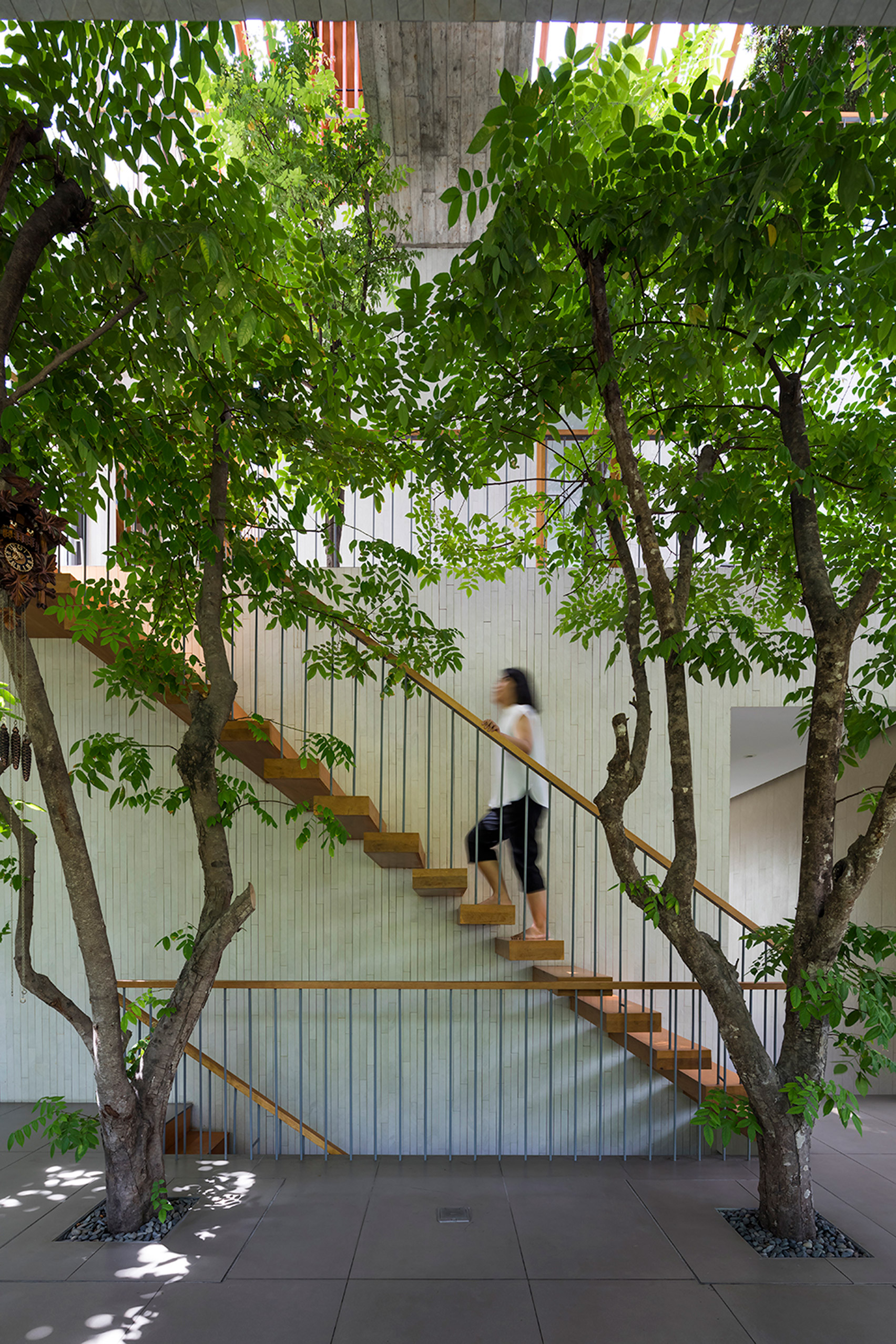 Staircase in Stepping Park House by Vo Trong Nghia in Ho Chi Minh City, Vietnam