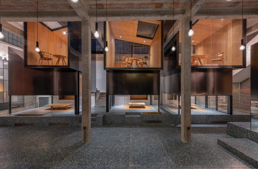 Interiors of Tingai Teahouse in Shanghai, China, designed by Linehouse
