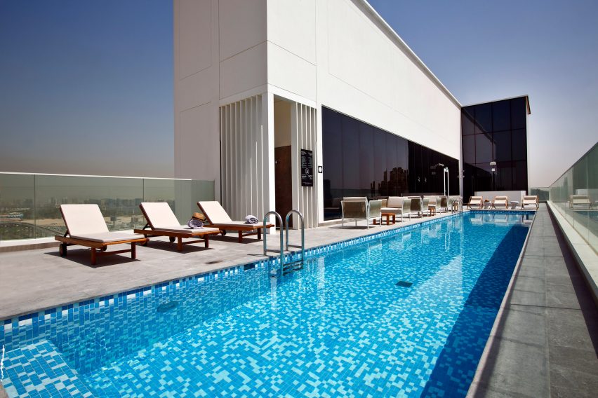 The rooftop swimming pool at Form Hotel Dubai, which won the Urban Hotel category and was named New Concept of the Year at the AHEAD MEA 2018 hospitality awards