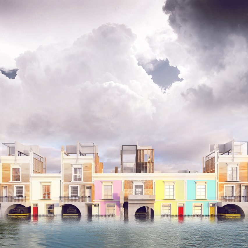 Vision for flood-proof Georgian townhouses wins Dezeen and MINI Living competition
