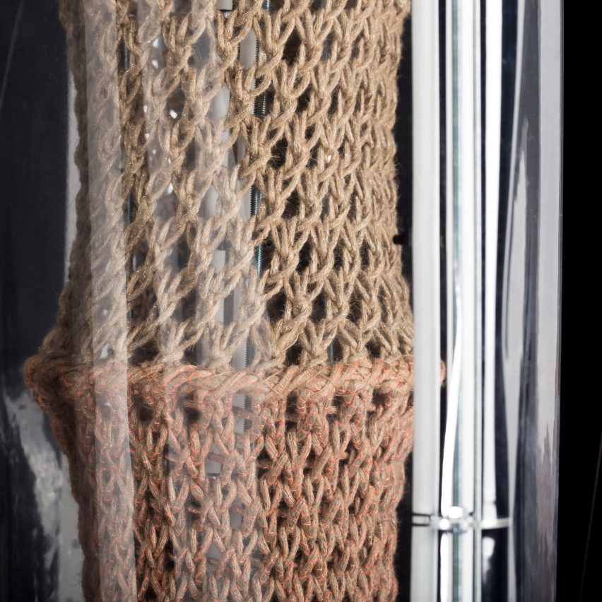 Bastian Beyer uses bacteria to calcify knitting into construction materials