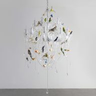 Sebastian Errazuriz exhibition at New York's R & Company features taxidermy Bird Chandelier