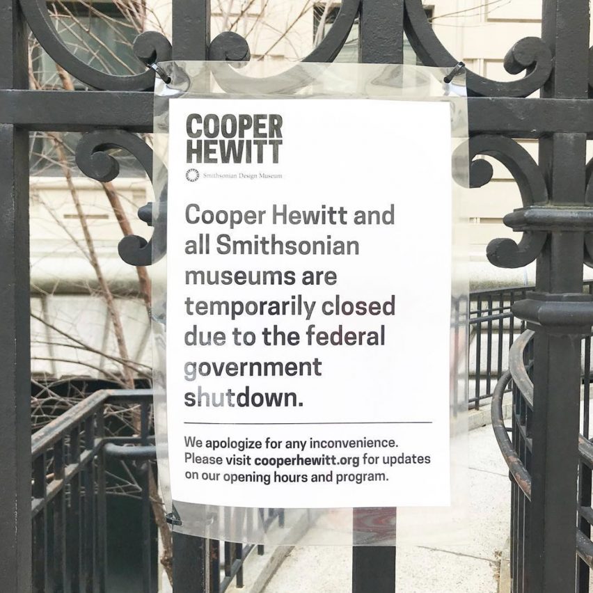 Cooper Hewitt closes due to US government shutdown