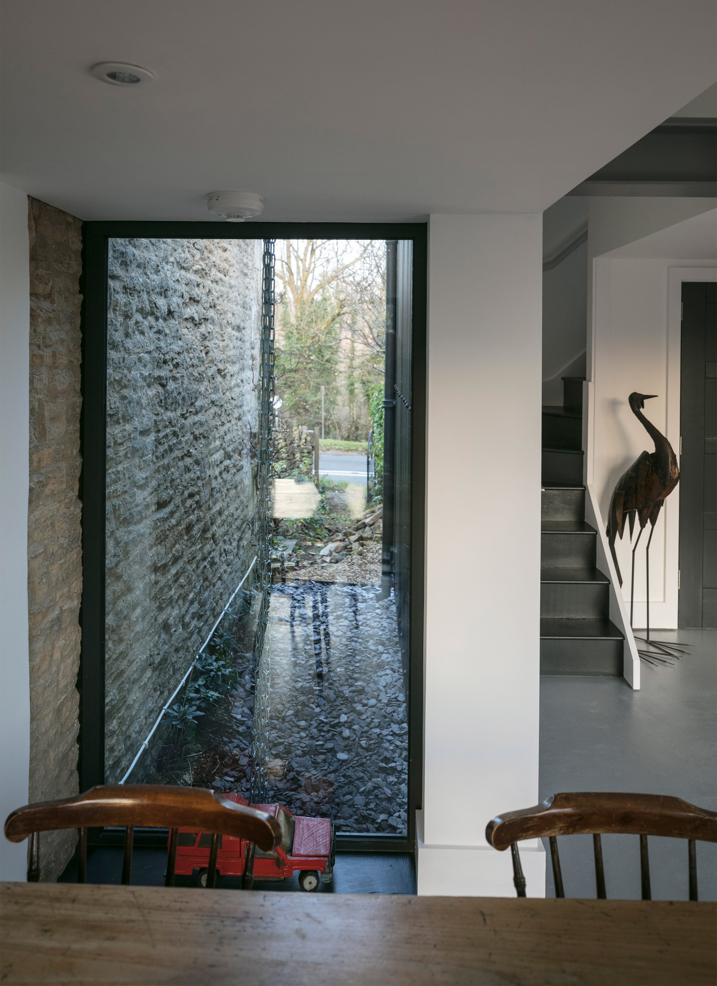 Interiors of Eastabrook Architects's corrugated metal house extension