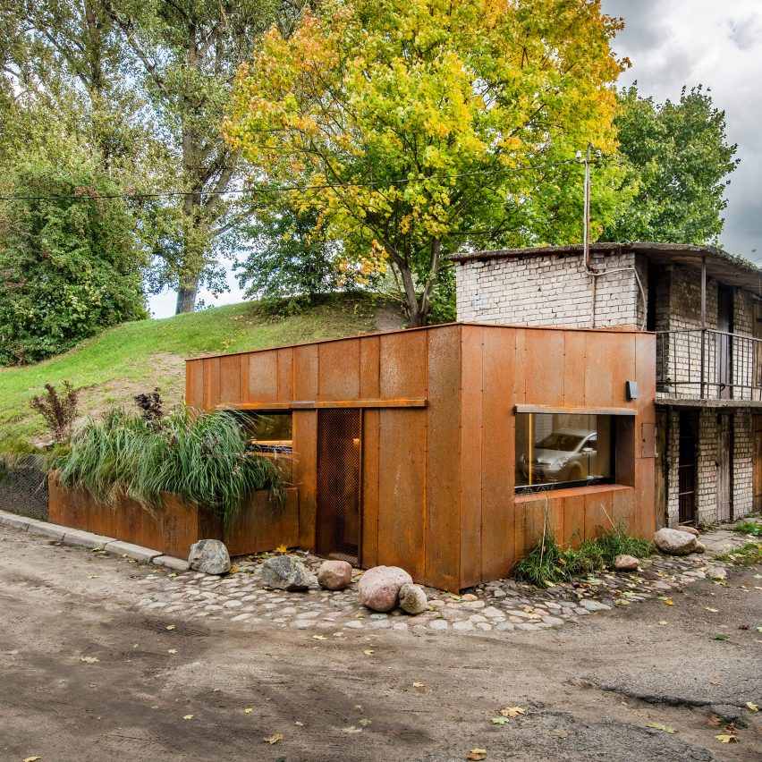 IM Interior turns garage in Lithuania into Corten-clad micro home