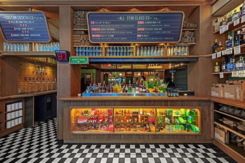 Interiors of Genuine Liquorette London, designed by AvroKO
