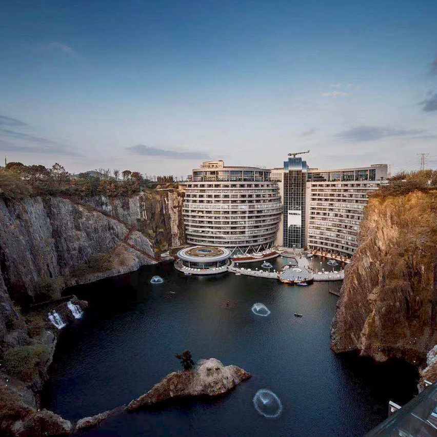Dezeen's top 10 hotels of 2019: Quarry hotel: Shimao Wonderland Intercontinental Hotel in China by Jade+QA