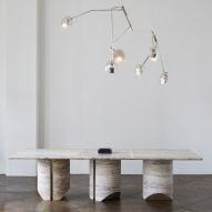 David/Nicolas' Supernova exhibition in New York City features heavy travertine tables