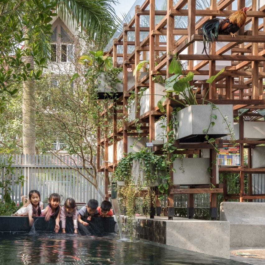 Climbing-frame library in Vietnam has a thriving aquaponics system