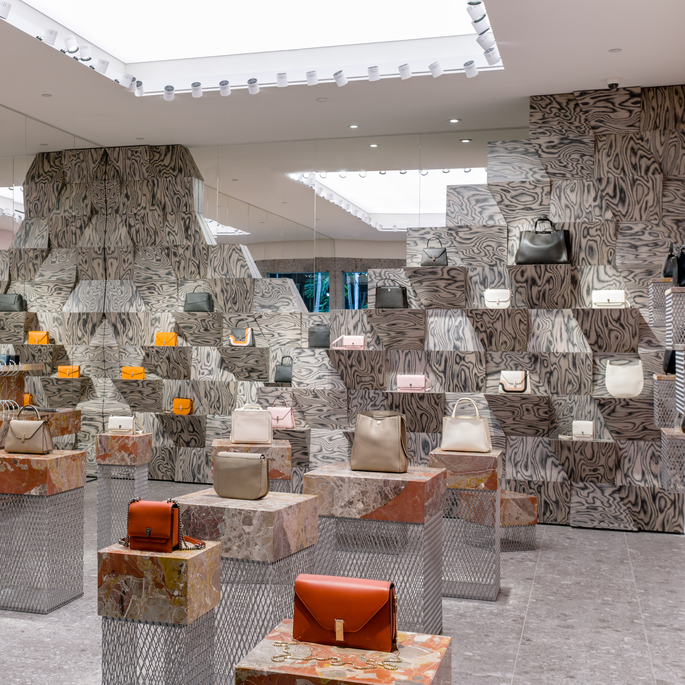 Tree bark covers Christian Louboutin boutique in Miami Design District