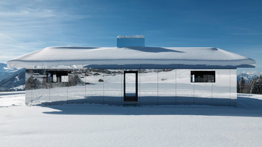 Doug Aitken installs mirrored Mirage house in mountains of Gstaad, Switzerland