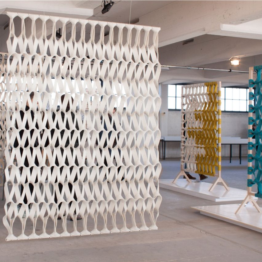 Petra Vonk creates acoustic Plectere curtains from 3D-knitted felt