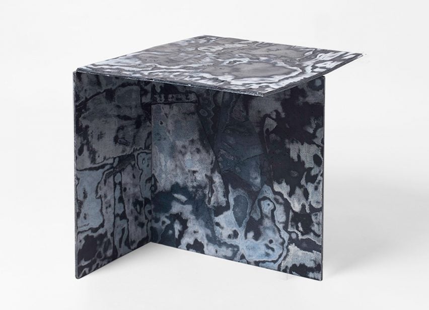 Sophie Rowley's Bahia Denim marble-like furniture is made from repurposed denim