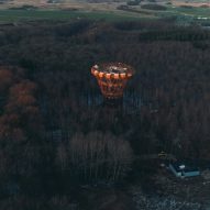 Drone footage shows Camp Adventure observation tower nearing completion in Denmark