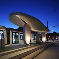 J Mayer H creates international tram stop from stack of concrete discs