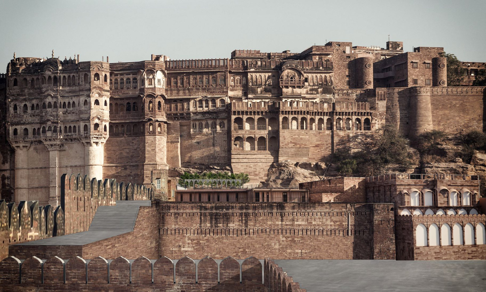 Facade of the Mehrangarh Fort visitor centre by Studio Lotus