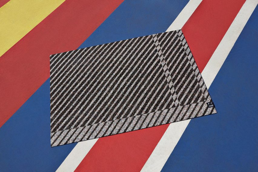 Simone Post makes rugs from recycling old Adidas trainers