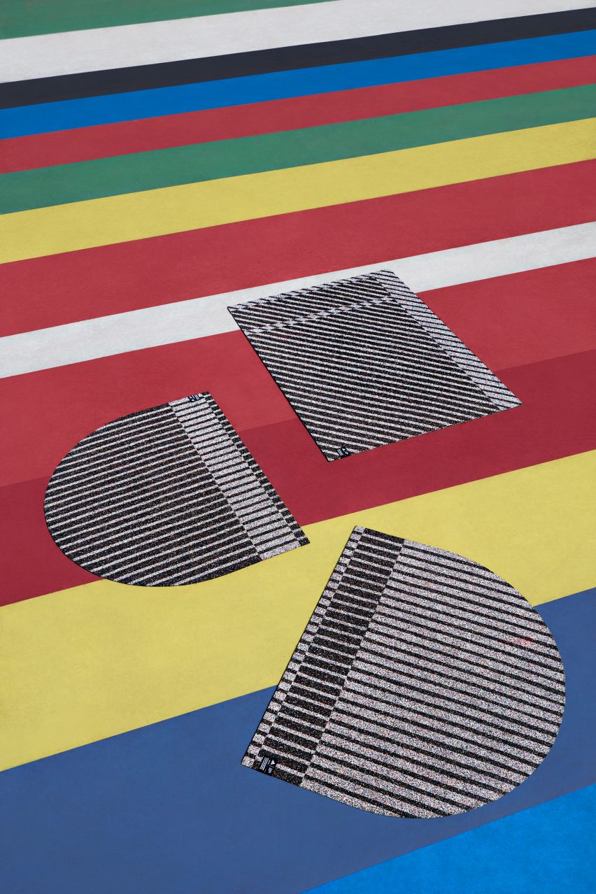 Simone Post makes rugs from recycling old Adidas trainers
