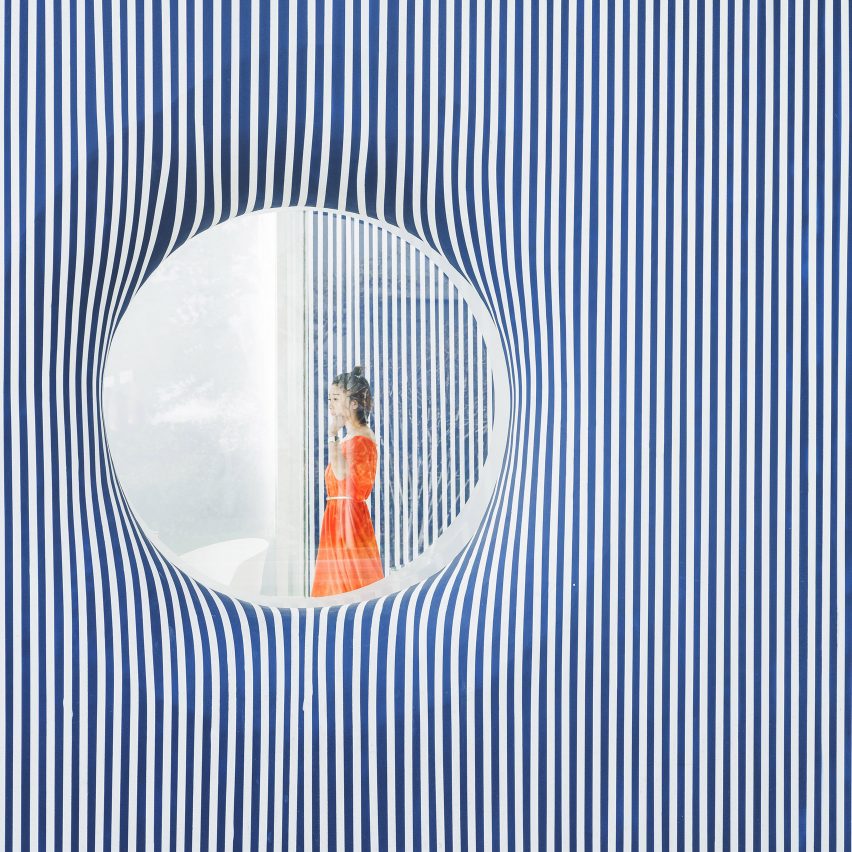 Wutopia Lab wraps visitor centre with striped wall inspired by nautical shirts