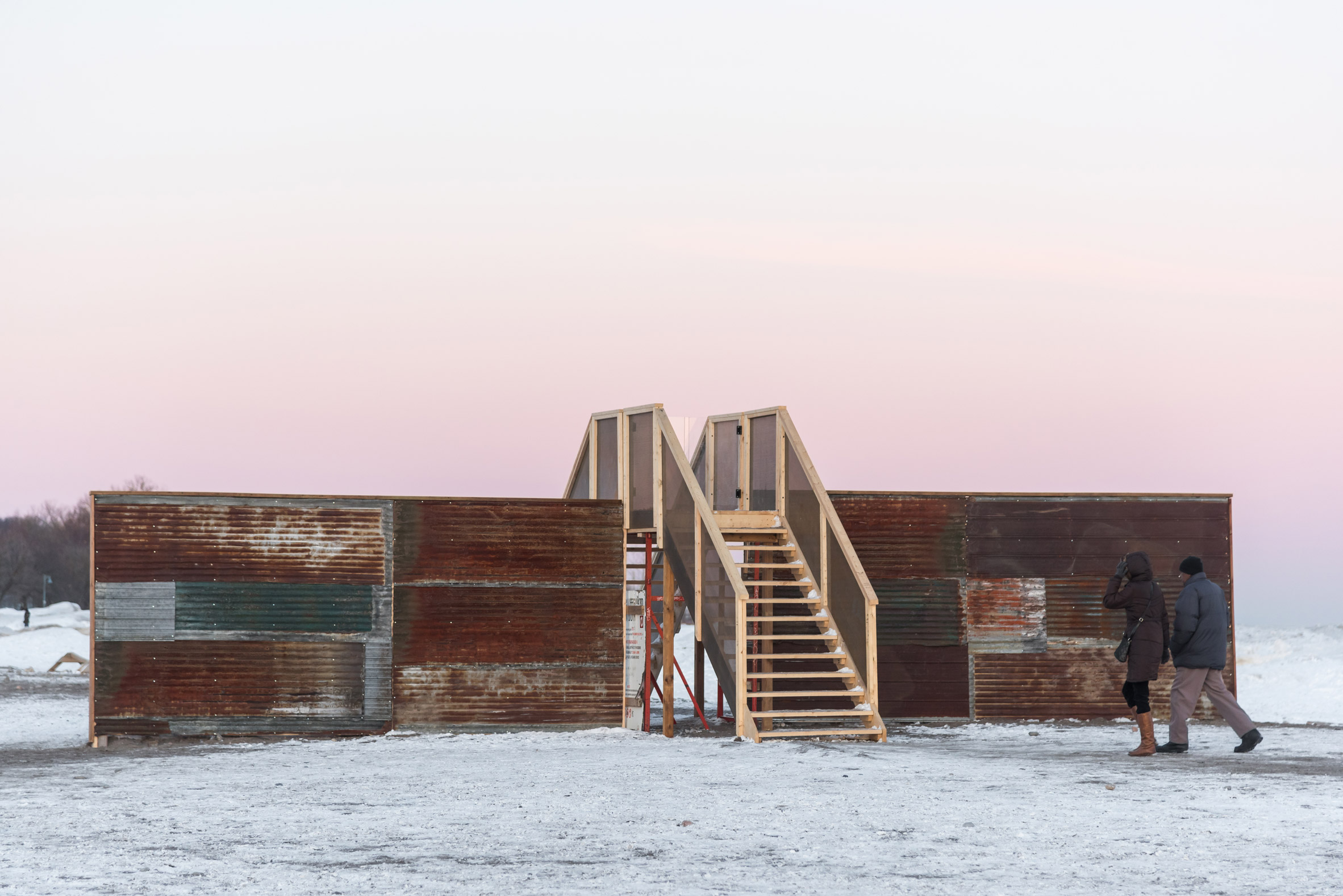 Above the Wall installation by Joshua Carel and Adelle York for Winter Stations Toronto 2019