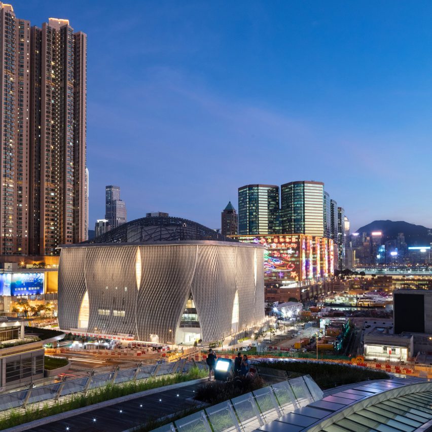 Curled aluminium ribs envelop Xiqu Centre for Chinese opera in Hong Kong