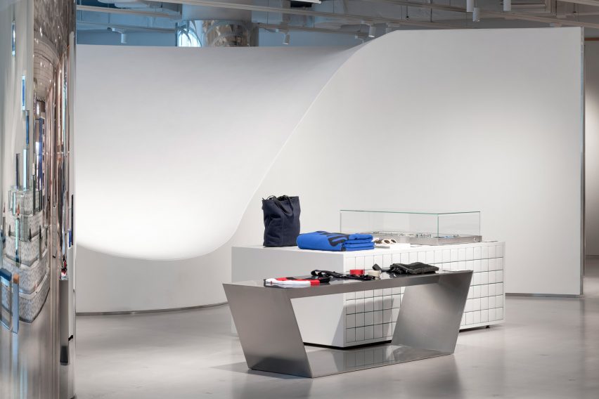Interiors of Assemble by Réel store in Shanghai, China, designed by Kokaistudios