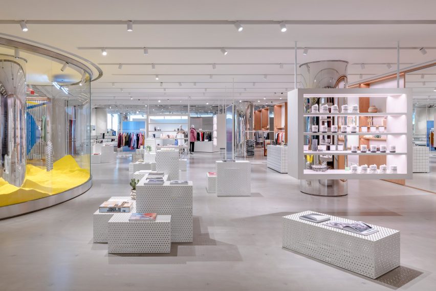 Interiors of Assemble by Réel store in Shanghai, China, designed by Kokaistudios