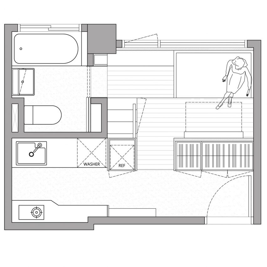 Micro apartment and micro home floor plans