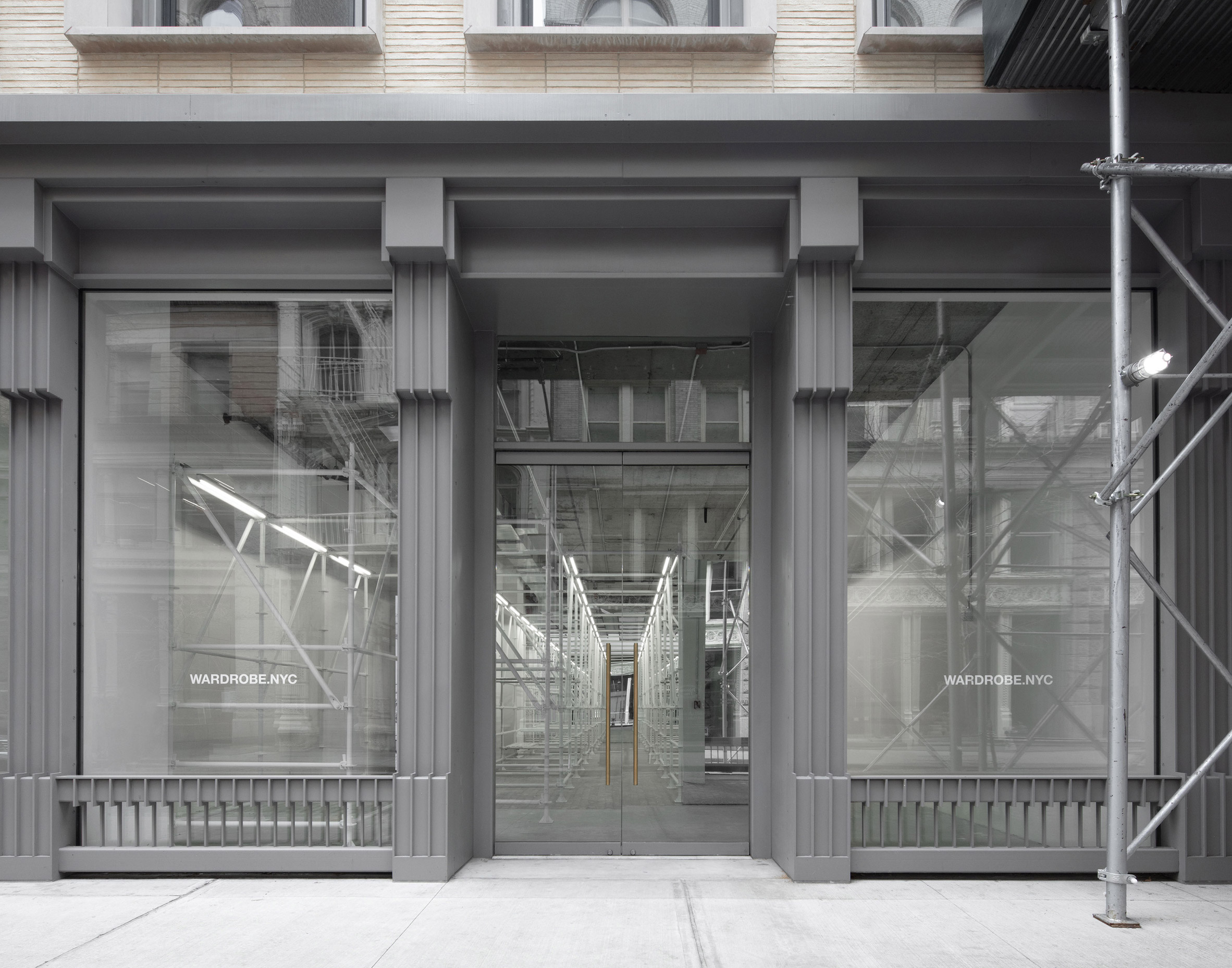 White scaffolding fills interior of Wardrobe NYC boutique by Jordana Maisie