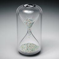 Brodie Neill replaces sand with microplastic found on beaches in contemporary hourglass