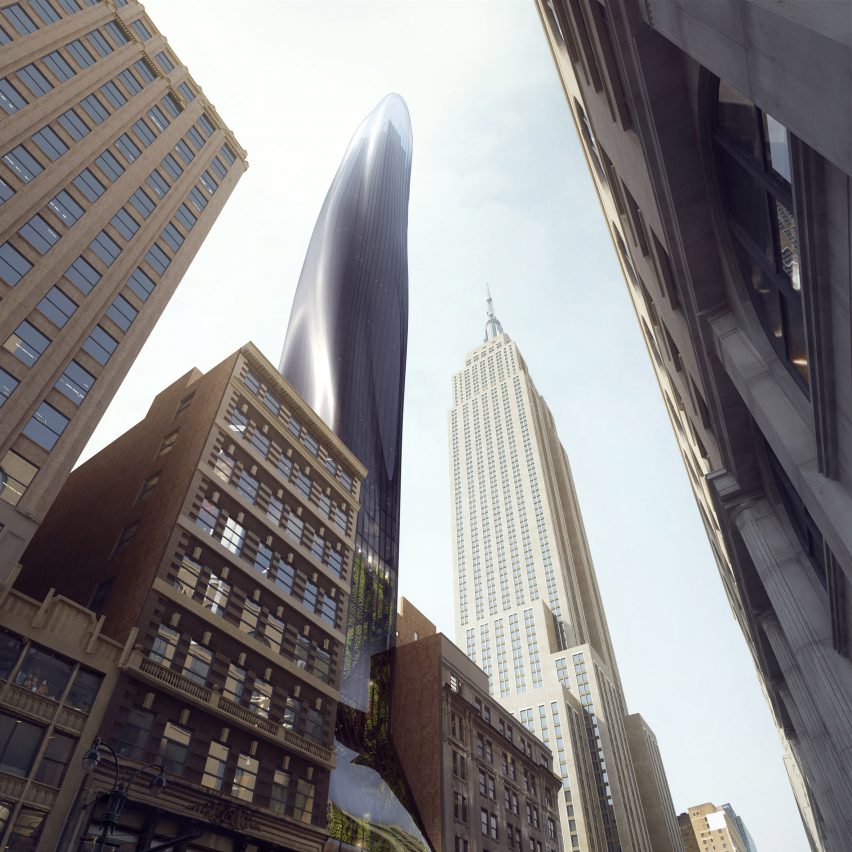 MAD imagines sinuous black East 34th skyscraper to "soften" New York's skyline