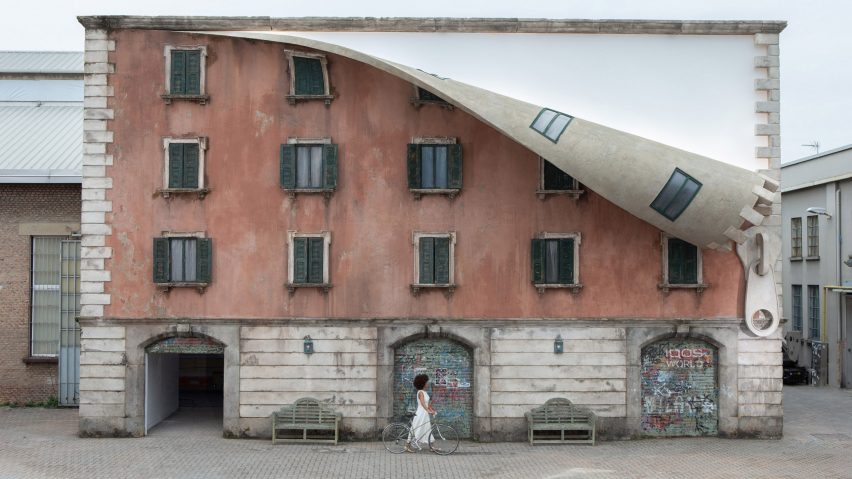 Alex Chinneck unzips a building in Milan's Tortona district