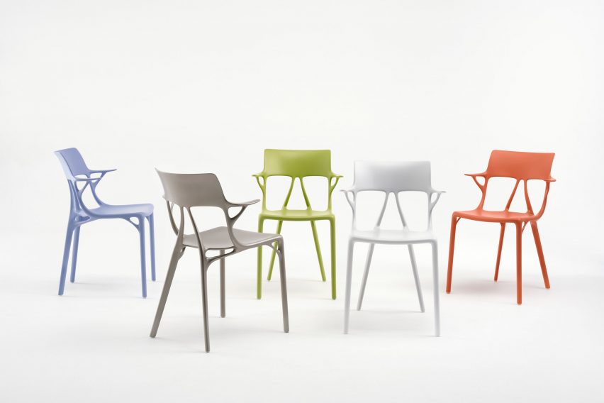 Philippe Starck's AI-designed chair for Kartell, created using generative design software by Autodesk