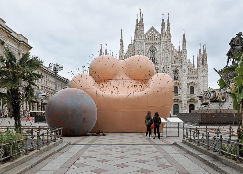 Maestà Soffrente installation featuring Up chair at Milan design week