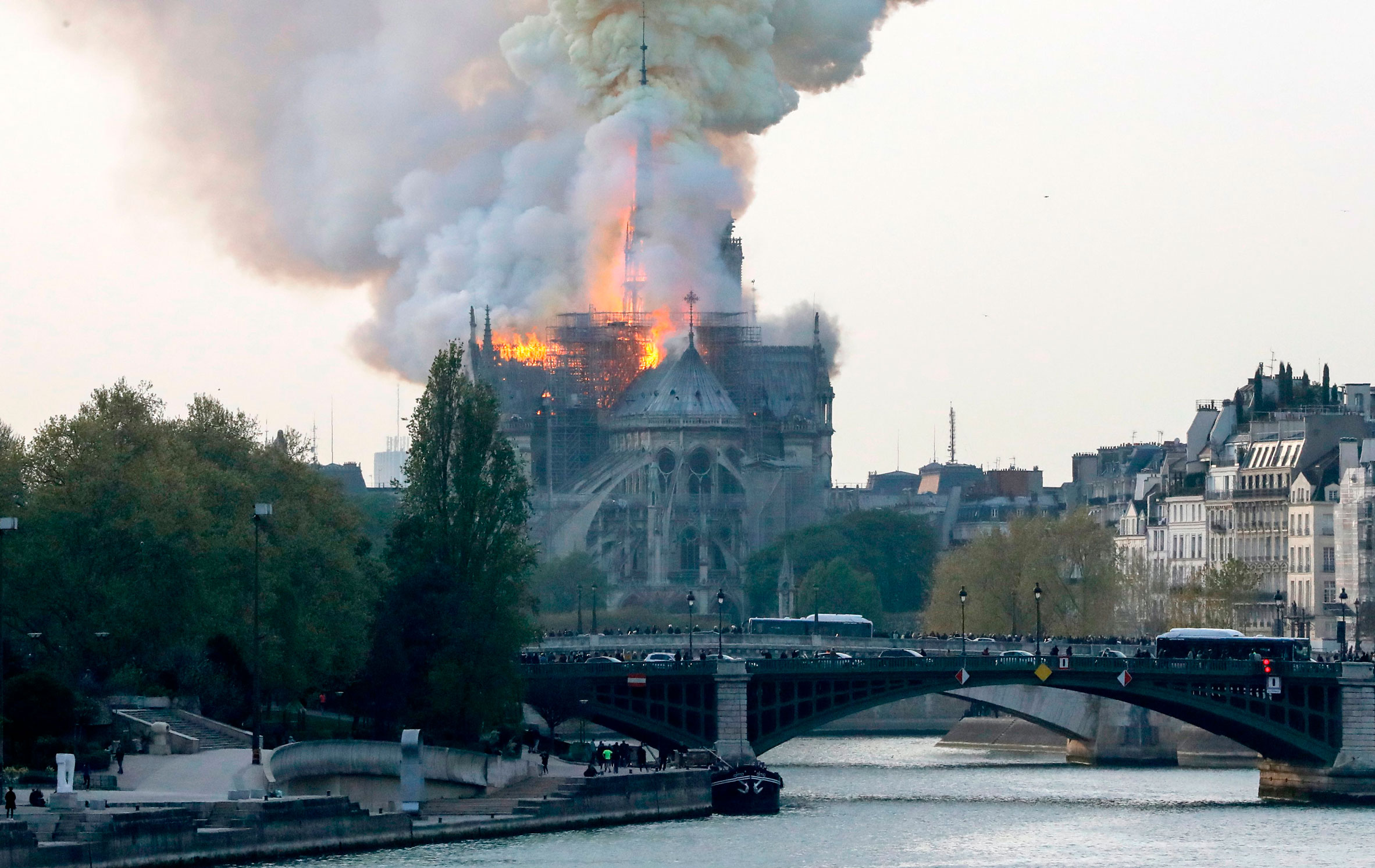 Notre-Dame Cathedral on fire