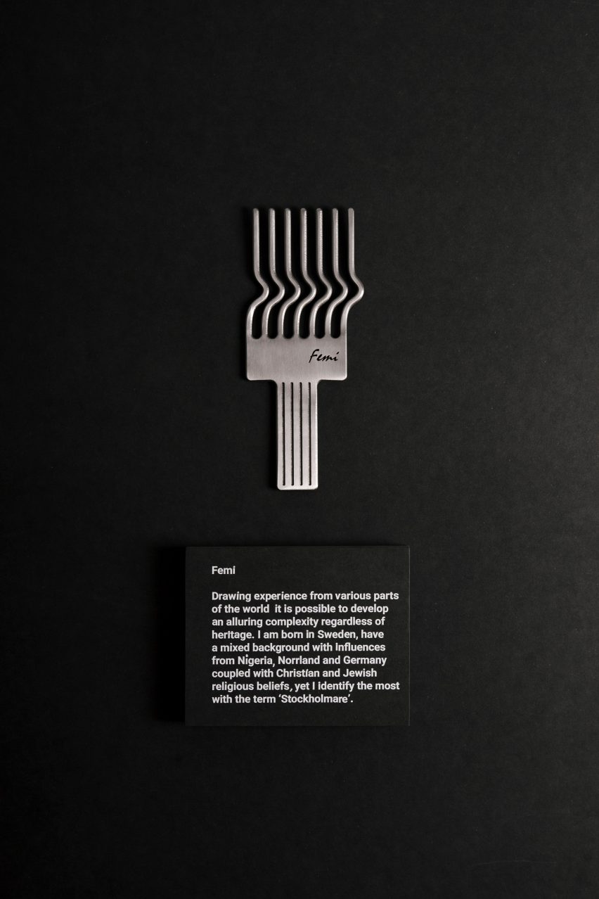 These afro combs were designed by Stockholm-based designer Simon Skinner
