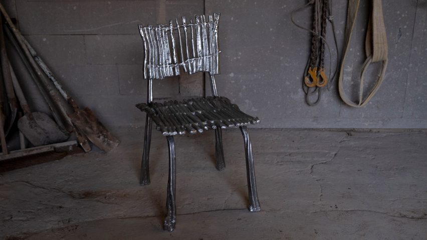 Chair T-006 in cast aluminium by Nicolas Erauw