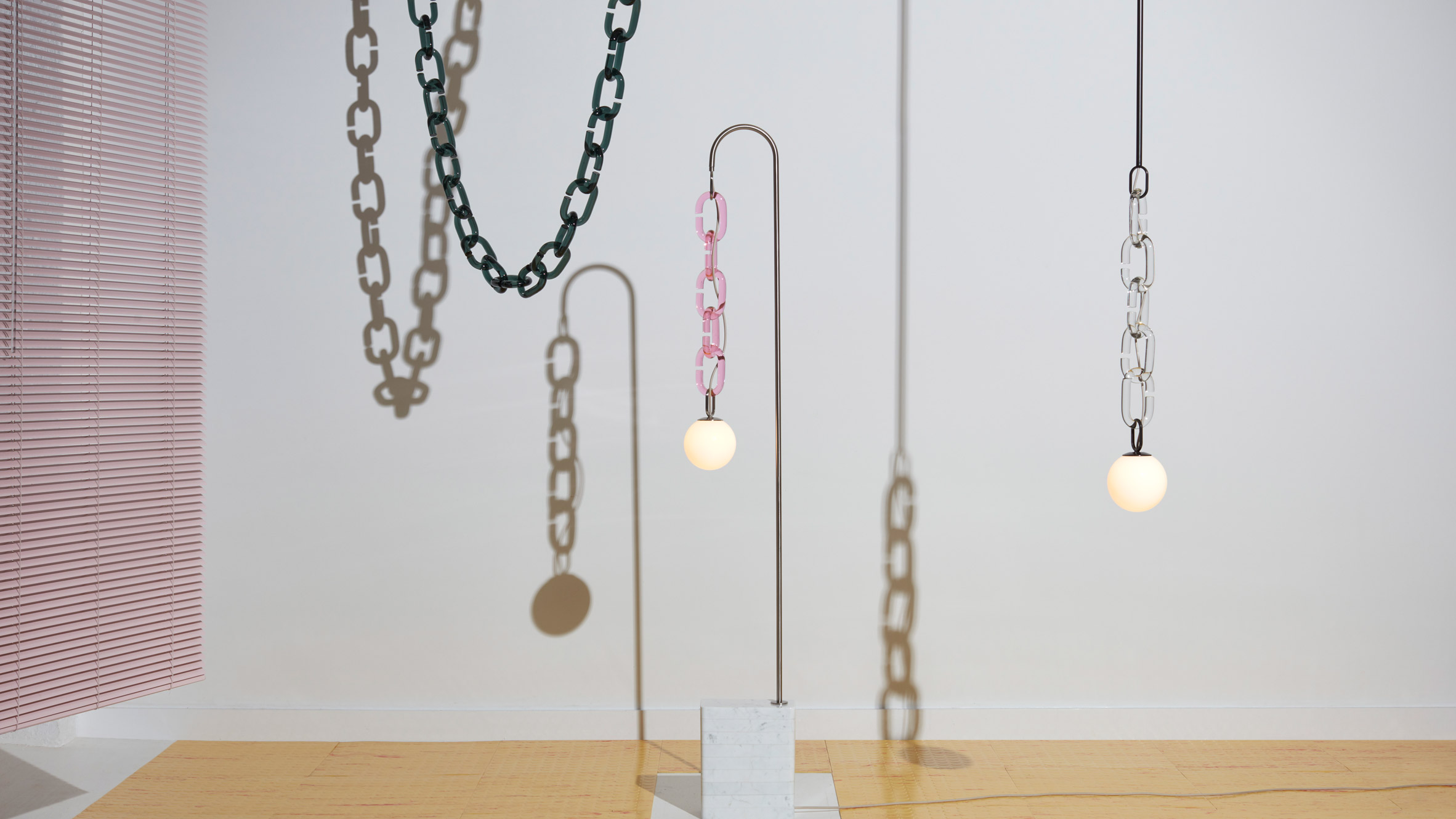 Trueing's Cerine lighting hangs from chunky chains