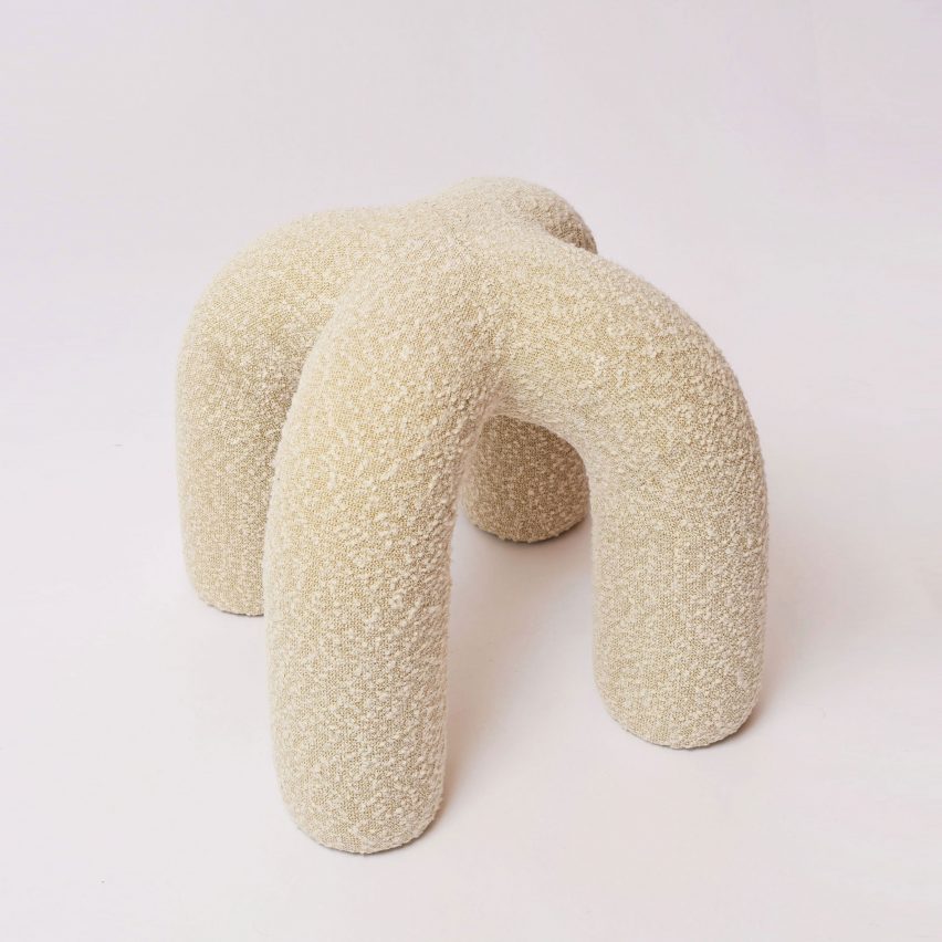 Stitch Stool Upholstered in First Hand Collection by Eny Lee Parker