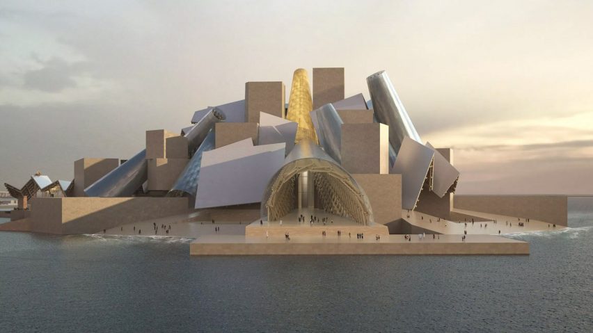 A render of Guggenheim Abu Dhabi by Frank Gehry