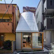 Takeshi Hosaka designs tiny house in Tokyo with funnel-like roofs