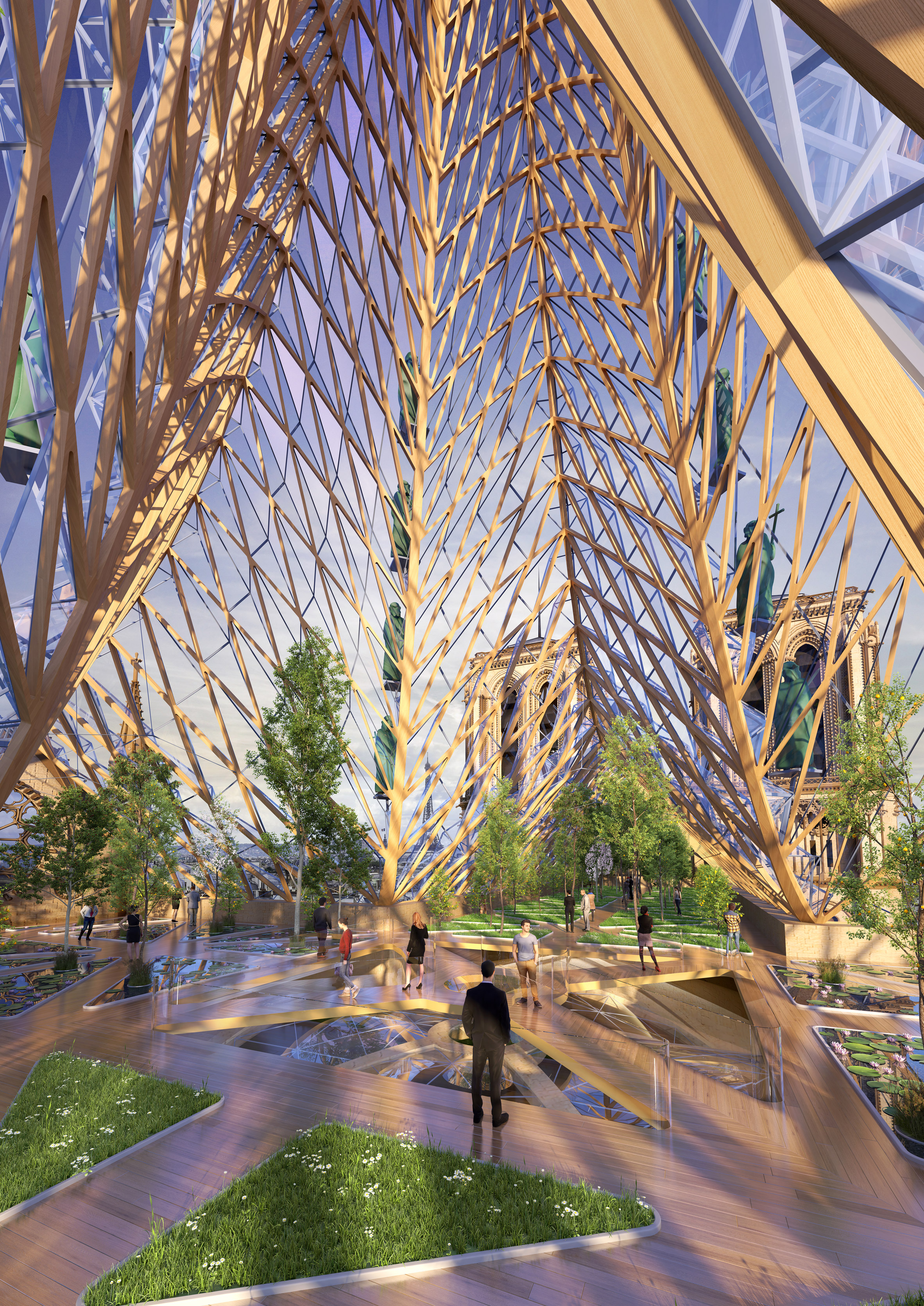 Notre-Dame roof and spire proposal by Vincent Callebaut